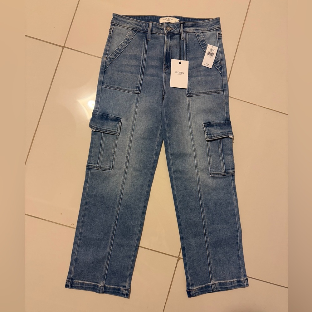 Mossimo Blue Cargo Straight-Leg Jeans for Women